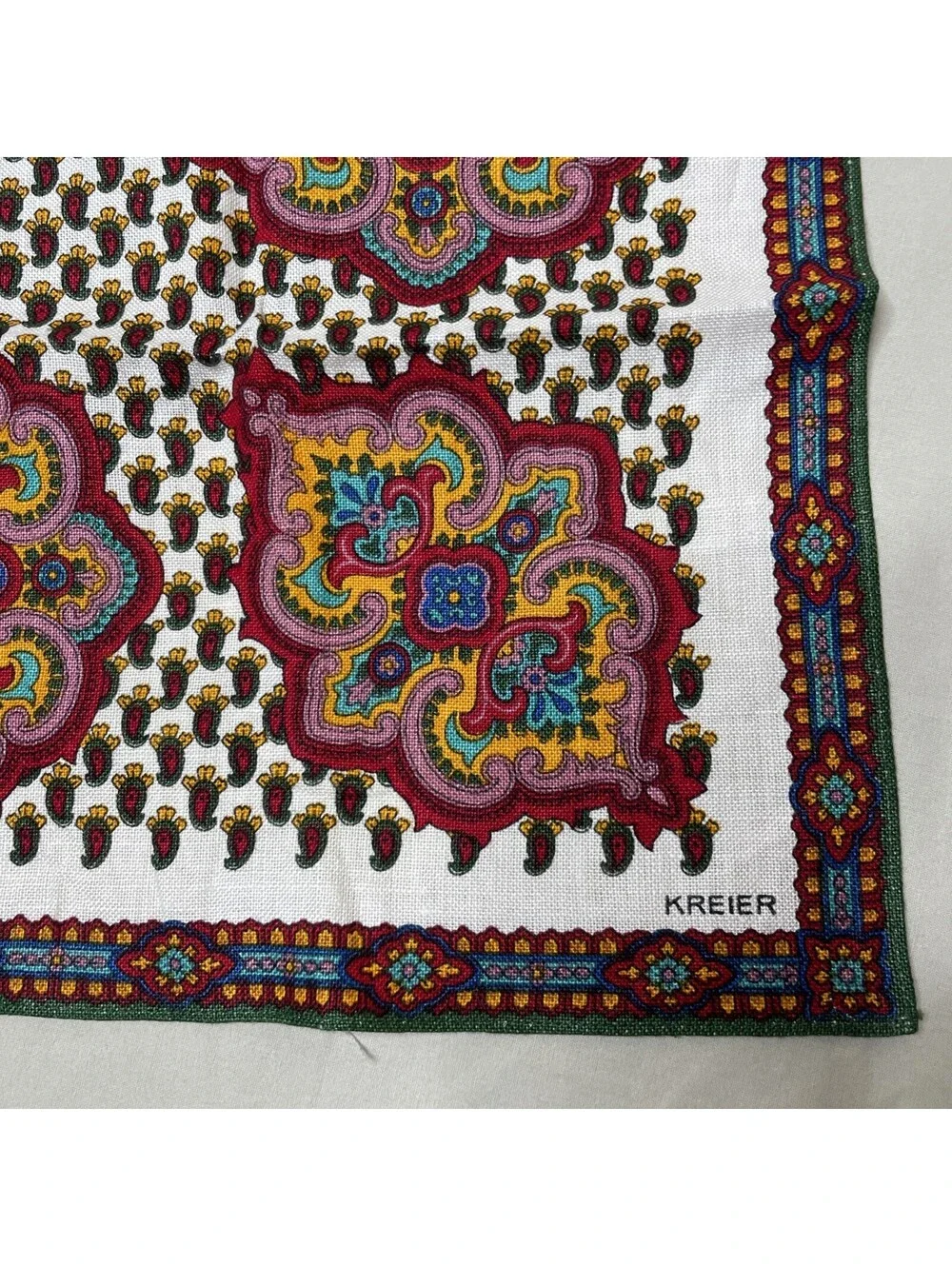 Set of 2: Kreier Vibrant Colors Linen Tea Towels 18x27 Unused